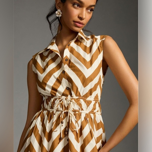 Maeve Sleeveless Shirt Dress by Anthropologie Cedar Size XSP EUC - Picture 6 of 9